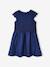 Vestido de ceremonia efecto 2 en 1 con superposición de macramé, para niña AZUL OSCURO LISO+BLANCO CLARO LISO 