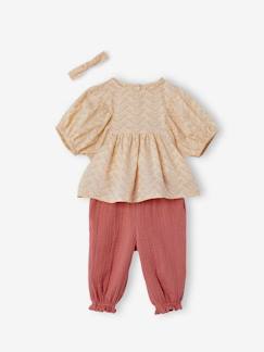 Bebé-Conjuntos-Conjunto de blusa, pantalón y cinta del pelo para bebé