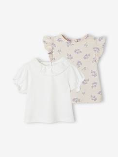 Bebé-Camisetas-Camisetas-Lote de 2 camisetas románticas de manga corta para bebé