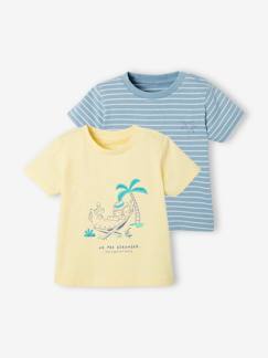 Bebé-Camisetas-Camisetas-Lote de 2 camisetas con divertidos animales, para bebé niño