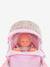 Cochecito COROLLE para muñeca 36/42/52 cm rosa+ROSA MEDIO LISO CON MOTIVOS 