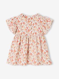 Bebé-Vestidos, faldas-Vestido de flores de punto de manga corta, para bebé
