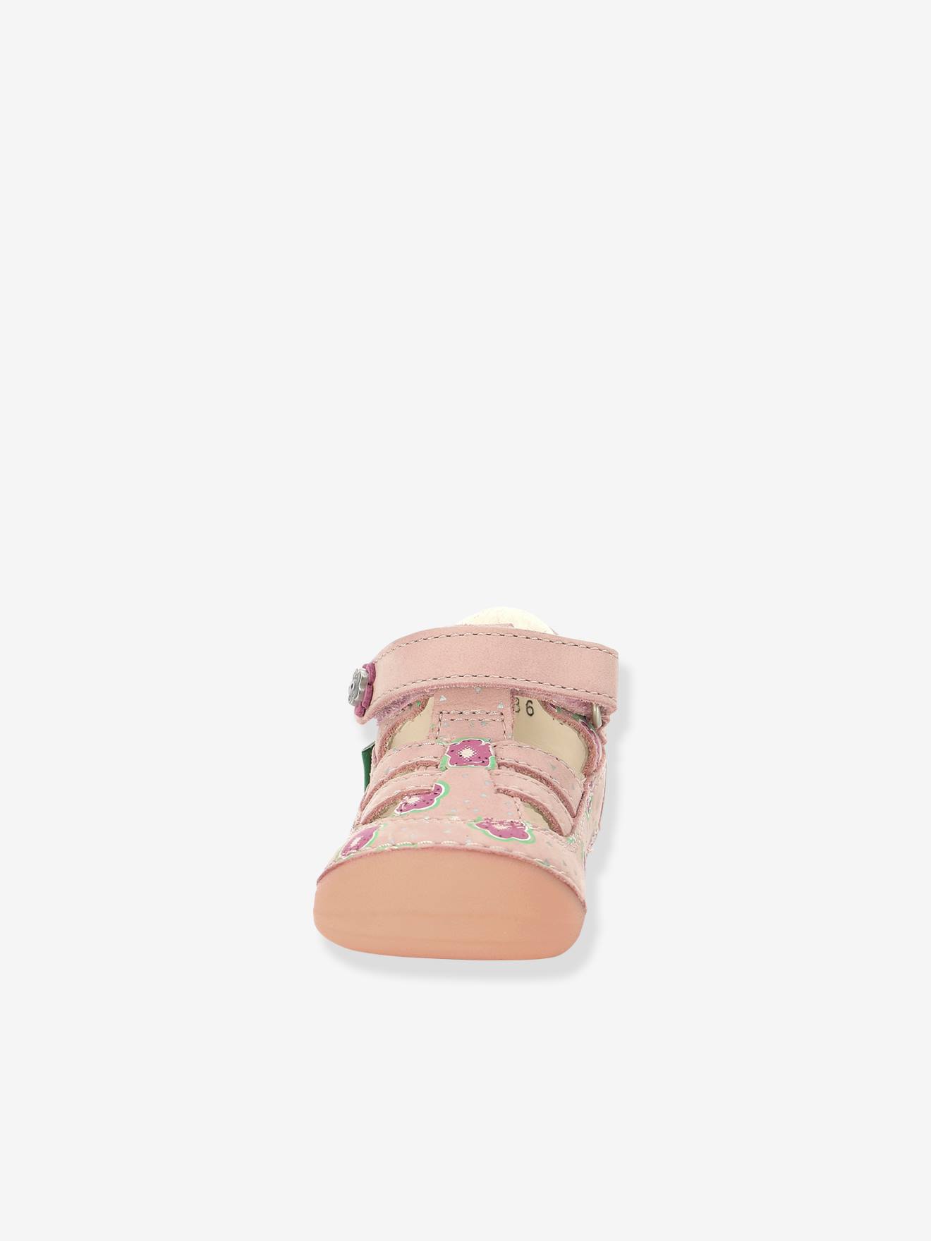 Sandalias de piel para bebé niña Sushy Originel Softers KICKERS® rosa claro -