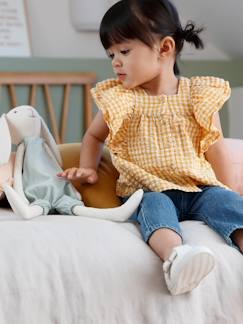 Tendencia Smile-Conjunto de blusa vichy de sirsaca y vaqueros anchos para bebé
