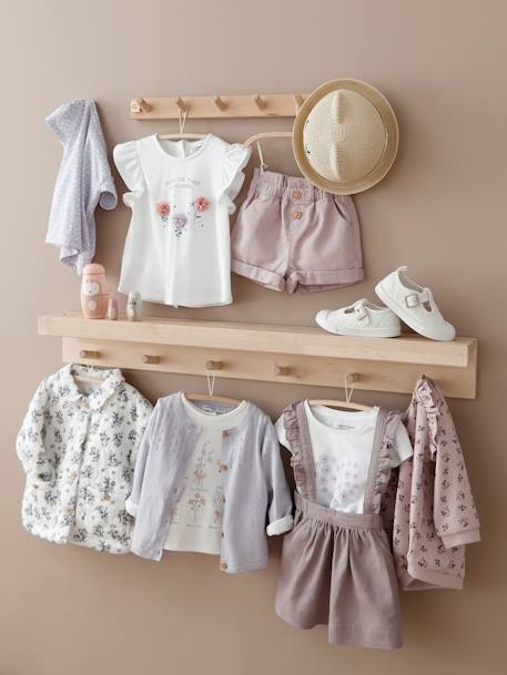 Zapatos tipo babies de lona, para bebé niña BLANCO CLARO LISO CON MOTIVOS+melocotón 
