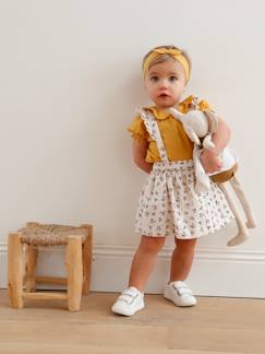 Bebé-Conjuntos-Conjunto de blusa, falda con tirantes y cinta del pelo para bebé