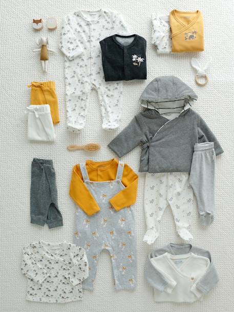 Chaqueta cruzada para bebé de algodón y lana AZUL CLARO LISO+BLANCO CLARO LISO+GRIS CLARO JASPEADO+ROSA CLARO LISO 