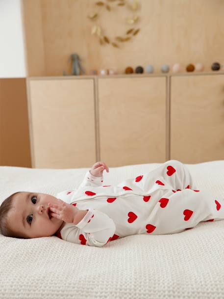 Pijamas y bodies bebé-Bebé-Pijamas-Pelele para bebé con corazones de felpa Petit Bateau