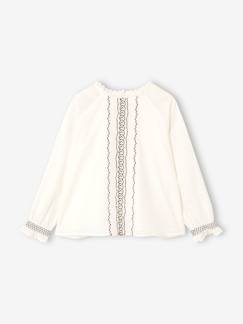 Niña-Blusa bordada de gasa de algodón, para niña