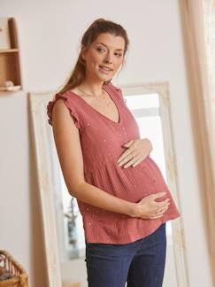 Ropa Premamá-Lactancia-Blusa para embarazo y lactancia de gasa de algodón