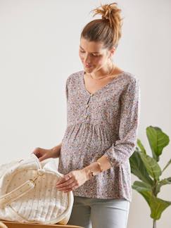 Ropa Premamá-Blusas y camisas embarazo-Blusa para embarazo y lactancia con estampado de flores