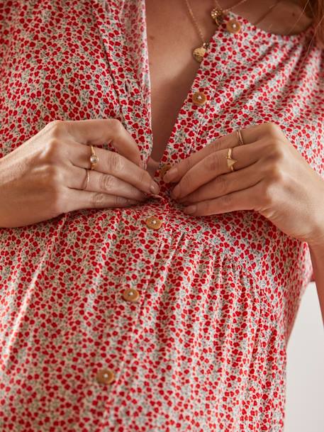 Vestido vaporoso estampado para embarazo y lactancia BEIGE CLARO ESTAMPADO 