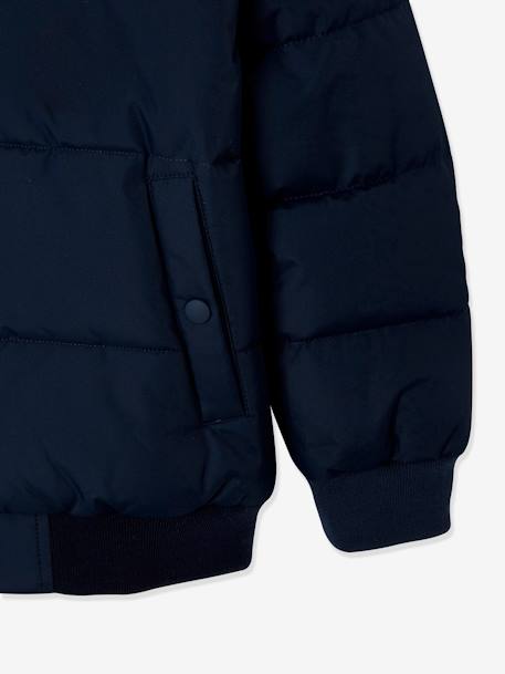 Chaqueta acolchada con capucha y forro de punto polar AZUL OSCURO LISO CON MOTIVOS+NARANJA MEDIO LISO CON MOTIVOS 
