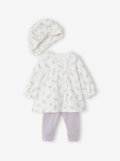 Bebé-Conjunto vestido + leggings + sombrero fular, para bebé