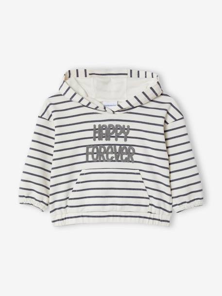 Conjunto de sudadera con capucha y pantalón para bebé BEIGE MEDIO A RAYAS+BLANCO CLARO A RAYAS 