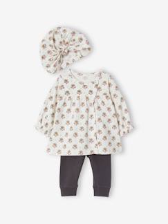 Bebé-Conjuntos-Conjunto vestido + leggings + sombrero fular, para bebé