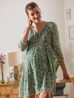 Ropa Premamá-Lactancia-Vestido de crepé estampado para embarazo y lactancia