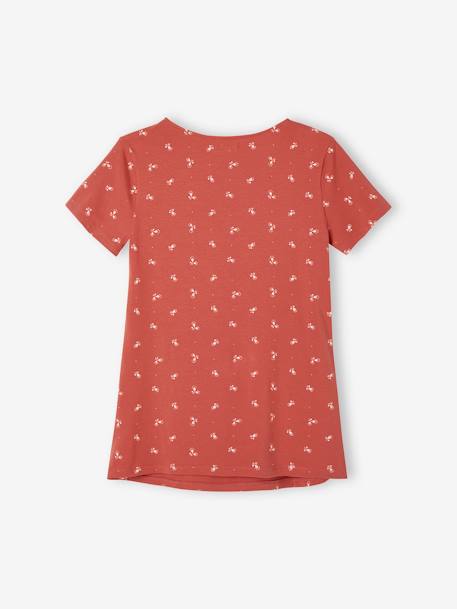 Camiseta de piezas cruzadas, para embarazo y lactancia ROJO MEDIO ESTAMPADO 