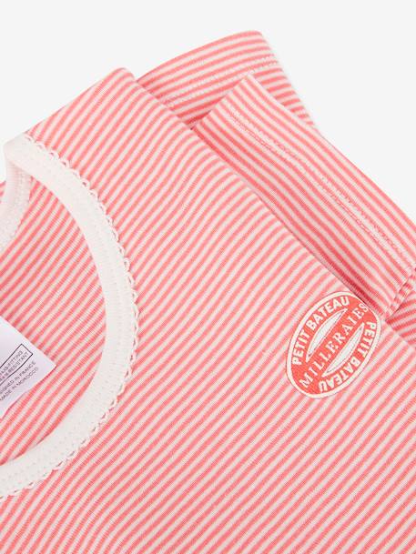 Pijama con short milrayas de algodón orgánico para niña PETIT BATEAU ROJO CLARO A RAYAS 