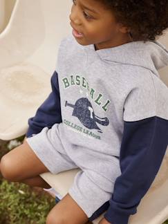 Niño-Jerséis, chaquetas de punto, sudaderas-Sudadera con capucha y motivo baseball de mangas a contraste, para niño