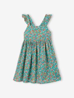 Niña-Vestidos-Vestido de flores con tirantes y volantes, para niña