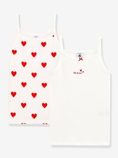 Niña-Camisetas-Camisetas-Lote de 2 Camisetas de tirantes Corazón de algodón para niña - PETIT BATEAU