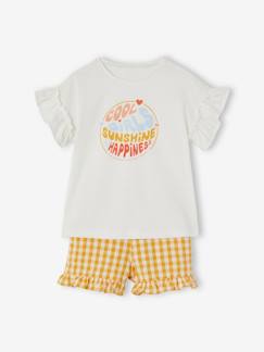 Niña-Camisetas-Conjunto de camiseta y short vichy, para niña