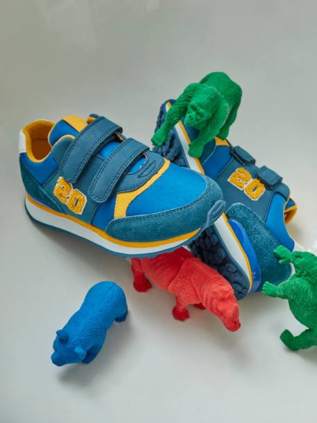 Zapatillas con tiras autoadherentes estilo running, para niño AZUL FUERTE LISO+AZUL OSCURO LISO CON MOTIVOS 