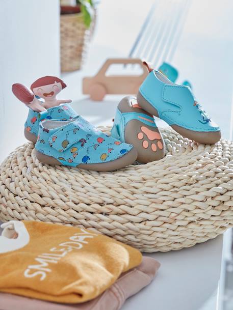 Zapatillas de casa con tejido estampado, para bebé niño AZUL MEDIO ESTAMPADO 