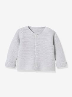 Bebé-Sudaderas, jerséis y chaquetas de punto-Chaquetas de punto-Chaqueta de punto de lana y algodón bio para bebé CYRILLUS