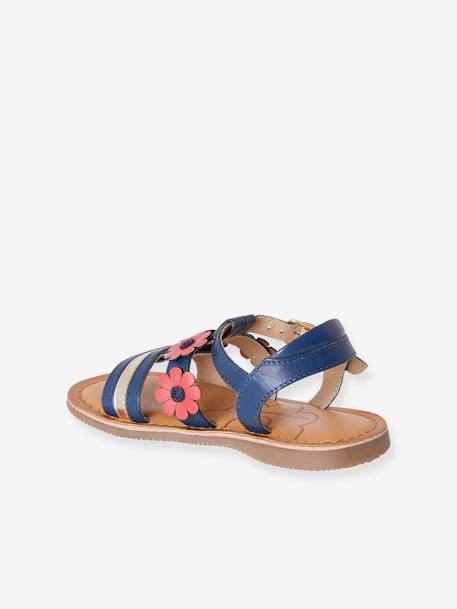 Sandalias de piel para niña, especial autonomía AZUL OSCURO LISO CON MOTIVOS+MARRON CLARO LISO CON MOTIVOS 