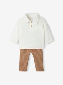 Bebé-Conjuntos-Conjunto de camisa y pantalón a rayas de fiesta, para bebé
