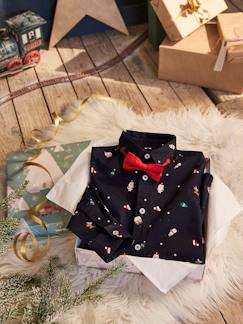 Niño-Camisas-Estuche de Navidad con camisa estampada y pajarita para niño