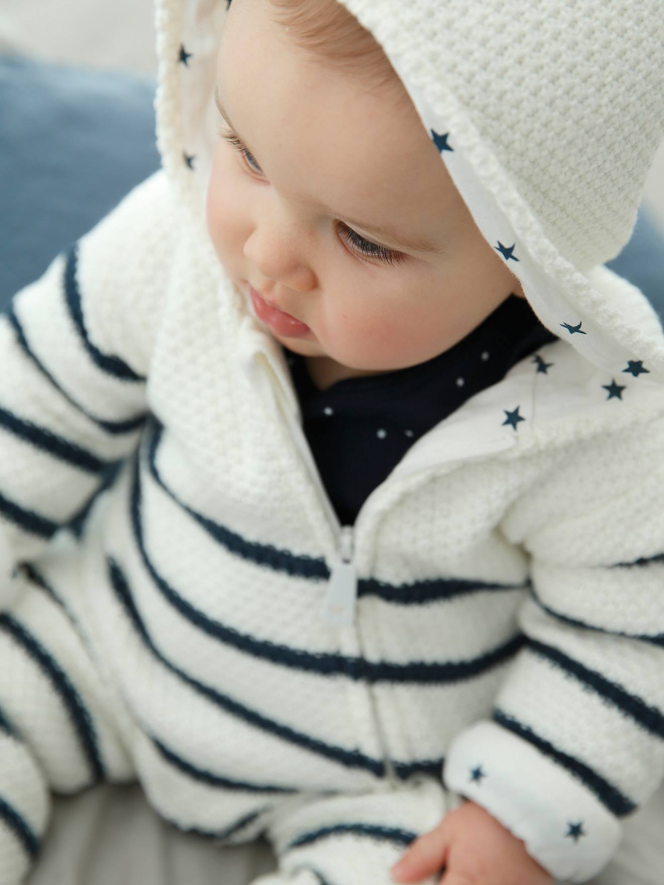 de punto tricot para bebé recién nacido con beige medio a rayas - Vertbaudet