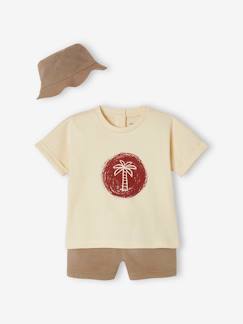 Bebé-Shorts-Conjunto para bebé de camiseta, short y sombrero bob