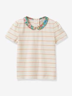 Niña-Camisetas-Camiseta con cuello Peter Pan para niña - algodón bio CYRILLUS