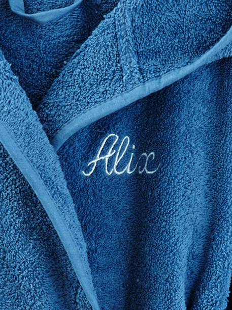 Albornoz infantil personalizable con capucha AZUL CLARO LISO+Azul denim+Azul gris+Beige+Malva claro+NARANJA MEDIO LISO+Verde claro liso+VERDE OSCURO LISO 
