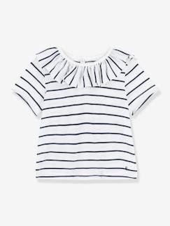 Bebé-Camisetas-Blusa de manga corta a rayas de punto para bebé PETIT BATEAU