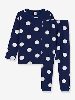 -Pijama de lunares infantil de manga larga PETIT BATEAU de algodón orgánico
