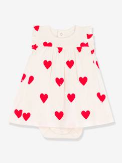Bebé-Vestidos, faldas-Vestido body estampado Corazón de algodón orgánico para bebé - PETIT BATEAU