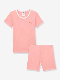 Niña-Pijama con short milrayas de algodón orgánico para niña PETIT BATEAU