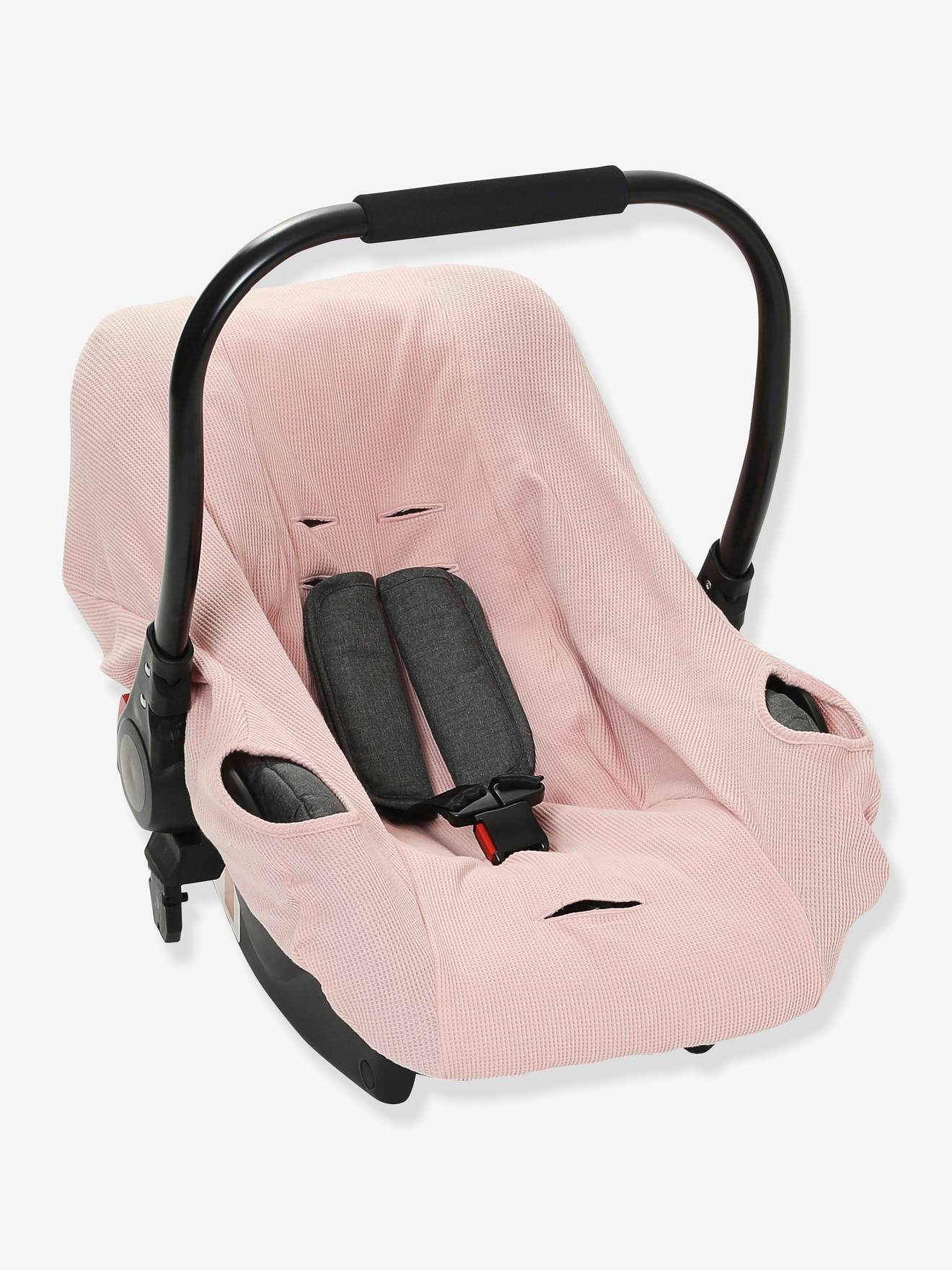 Funda elástica para silla de coche tipo huevo 0+ rosa medio liso