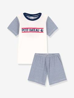 Niño-Pijamas -Pijama con short milrayas de algodón para niño PETIT BATEAU