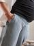 Pantalón para embarazo de gasa de algodón arcilla+VERDE MEDIO LISO 
