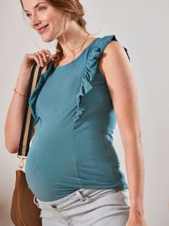Ropa Premamá-Camisetas y tops embarazo-Camiseta sin mangas con volante, para embarazo y lactancia