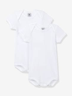 Bebé-Bodies-Lote de 2 bodies cortos con abertura americana para bebé de algodón orgánico PETIT BATEAU