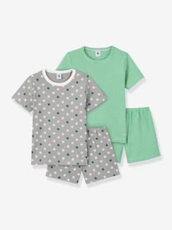 Niño-Pack de 2 pijamas con short Estrellas y milrayas de algodón para niño PETIT BATEAU
