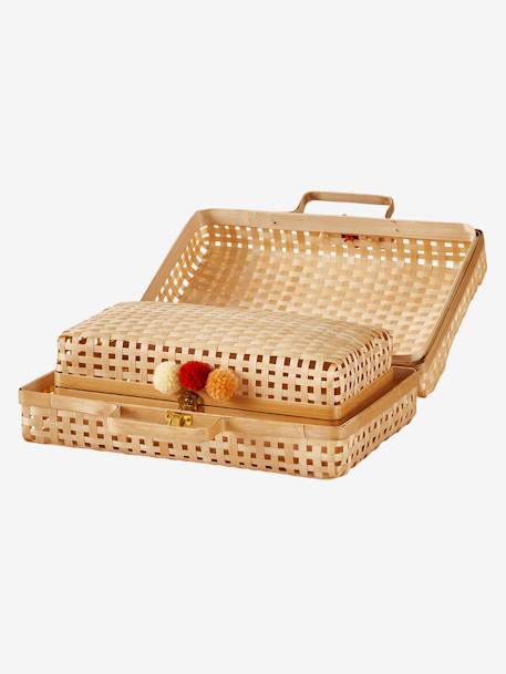 Pack de 2 maletines de bambú BEIGE MEDIO LISO CON MOTIVOS 