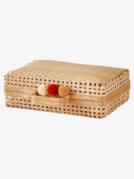 Pack de 2 maletines de bambú BEIGE MEDIO LISO CON MOTIVOS 