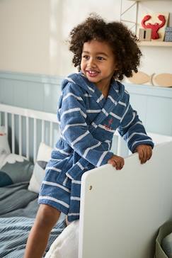 Textil Hogar y Decoración-Albornoz a rayas con capucha, infantil y personalizable